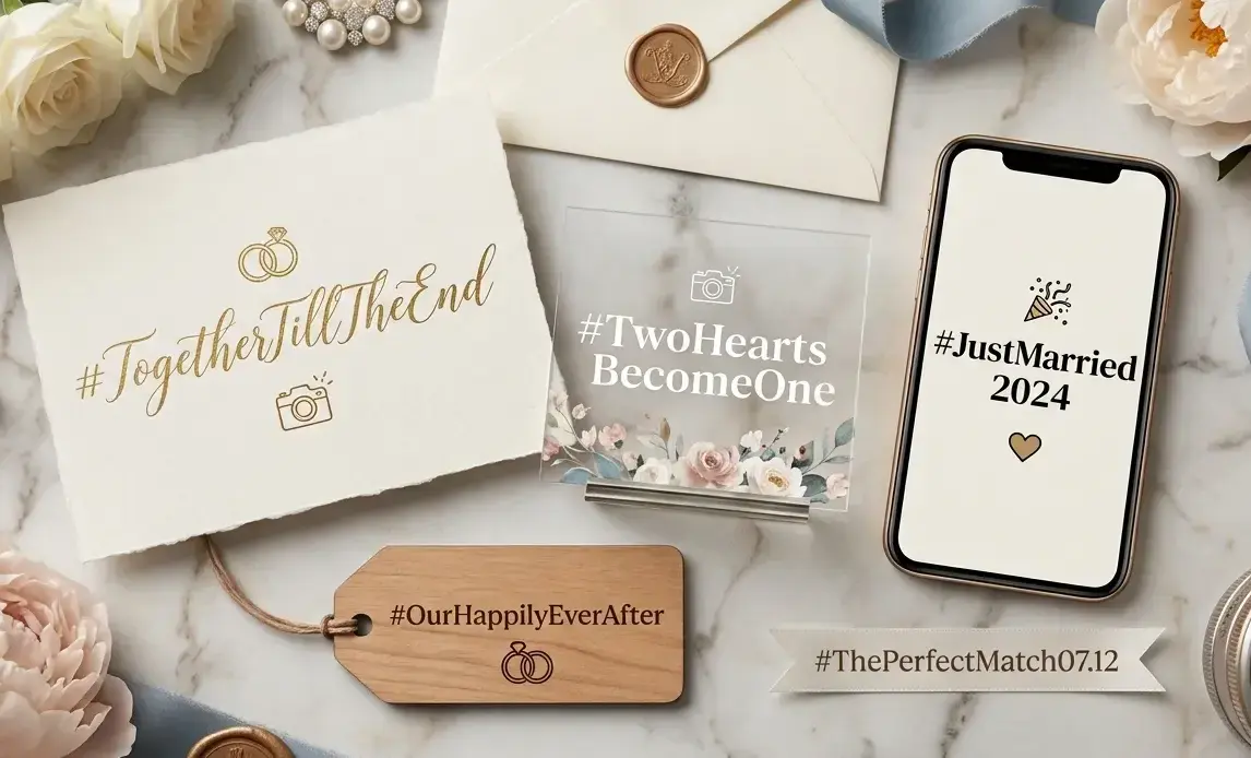 Wedding Hashtags 1 Wedding Hashtag Generator Banner with Hashtag sample ideas
